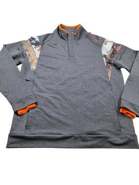 Legendary Whitetails Pullover Sweatshirt Mens XL Polyester Gray Camo 1/4 Snap